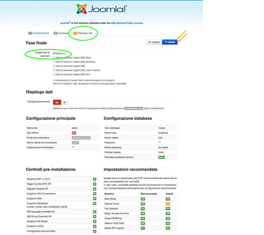 Installazione Joomla 3 Step 3