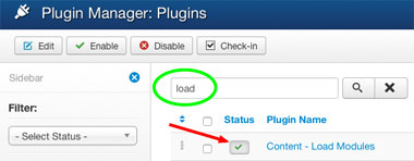 Loadposition plugin abilitato 