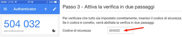 attivazione google authenticator