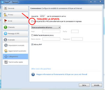 Skype: cambiare la porta 80