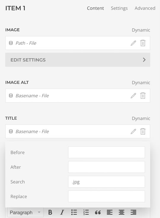 Item 1 - setting in Content