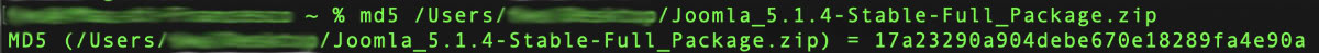 installazione di Joomla!® 5 Check MD5