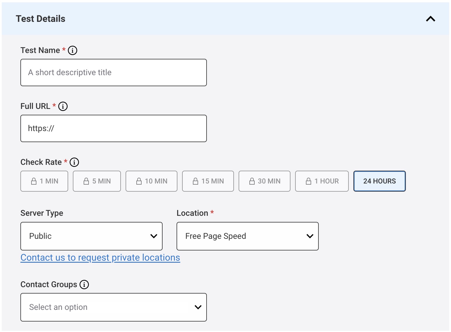 Test Page Speed - Test Details