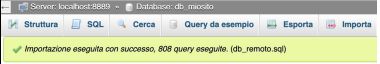 Importazione eseguita con successo