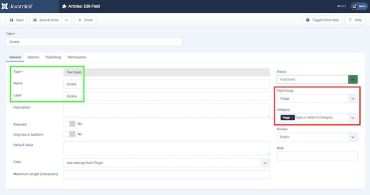 setting campo aggiuntivo Text