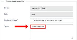 Override della costante