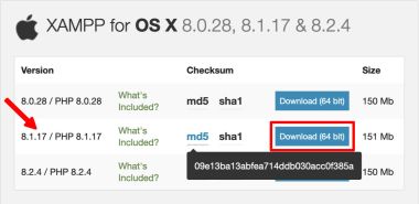 Download di XAMPP per Mac OS