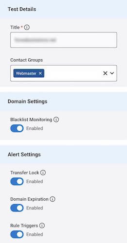 Test Domain Monitoring - Setting
